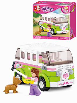 Мини-конструктор M38-B0523 Розовая мечта Микроавтобус д/путешествий (158дет,2фиг