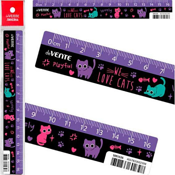 Линейка 16см deVENTE "Funny Cats" 5091526 пластик,дизайн.