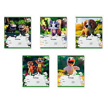 Тетрадь 12л. (клетка) EK "Pixel Animals" 64828 обл.мел.карт.,асс.