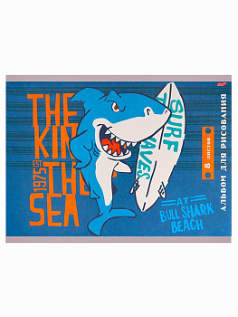 Альбом для рис. 8л. Проф-Пресс Акула-сёрфер 08-1443 скр,обл.-офс, бл-офс