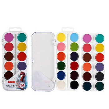 Краски 24цв. ГЛОБУС КАМ24 аквар.,мед.,б/к