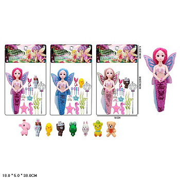 Кукла-русалка YG2103-190 (шарнир.) 30см. с аксесс. в пакете