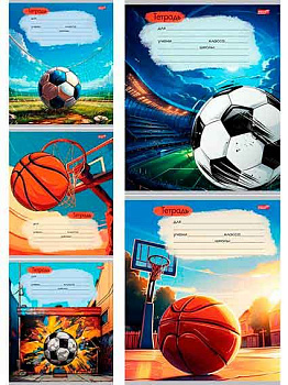 Тетрадь 12л. (кос.лин.) Проф-Пресс Profit "Арт с мячом" 12-5570 цв.мел.обл.,асс. 12-5570