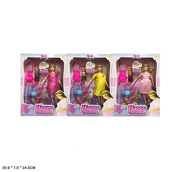 Кукла 3363-148 с коляской и малышкой в/к