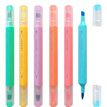 Набор маркеров текст.  6цв. deVENTE "Mentality" 5045345 двустор.(кисть 2мм,скош.