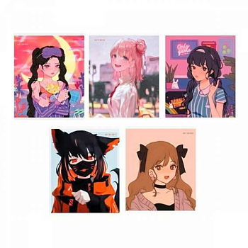 Тетрадь 96л. (клетка) ЭКСМО "Аниме" ТБ968371 мел.карт.,выб.лак,блёстки,асс.