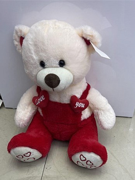 МШБ.Медведь 50см в комбезе с сердечками 2цв. D38294