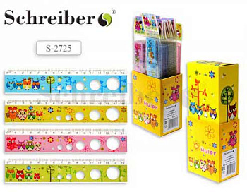 Линейка 15см Schreiber Совы S 2725 пластик., асс.
