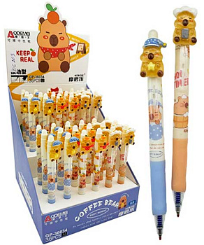 Ручка гелевая авт. "Пиши-Стирай" INTELLIGENT "Капибара" DG-203 синяя,0,5мм,фигур