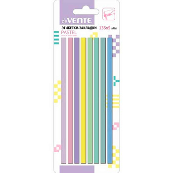 Набор самокл. этикеток-закладок deVENTE "Pastel" 2011319 135*5мм,8цв.*20л.,п/про