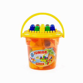 Конструктор Юниор (57эл) в оранж.ведре Макси с крышкой 24361 в/сет(Полесье)
