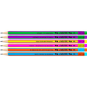 Карандаш ч/гр. с ласт. deVENTE "Bombax" 5030312 HB,2мм,трёхгран.,заточ.,неон.кор