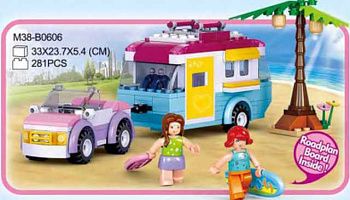 Мини-конструктор M38-В0606 Розовая мечта Пляжный отдых (272дет,2фиг) в/к