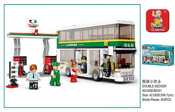 Мини-конструктор M38-B0331 Автобус Двухэтажный автобус (403дет,5фиг) в/к