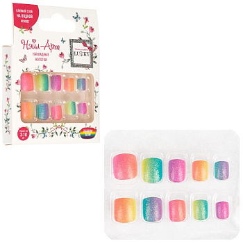 Lukky Нэйл-Арт наб. Rainbow Glow 10 наклад.ногтей на клеевой основе,3-10 лет,кор.