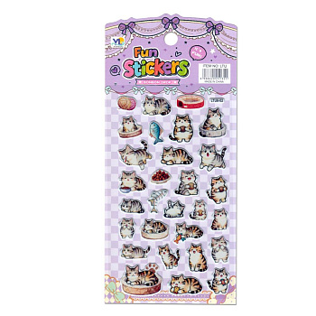 Наклейка декоративная 10*22 Котики LTU6-02 уп20шт P-22072-2