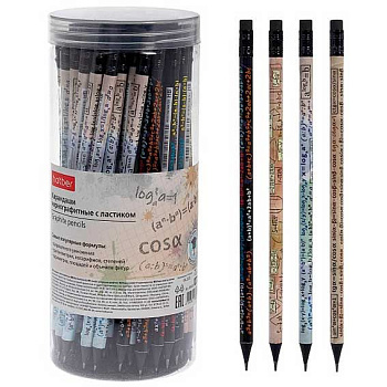 Карандаш ч/гр. с ласт. ХАТ "Вспомнить всё. Математика" 090620 НВ кругл.корп.,заточ.,асс.,пласт.туба