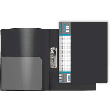 Папка с зажимом deVENTE А4 3110708 "Daily" 700мкм черная фактура "песок", внутр.