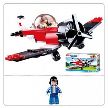 Мини-конструктор M38-B0667E Авиация Пожарный моноплан (128дет,1фиг) в/к