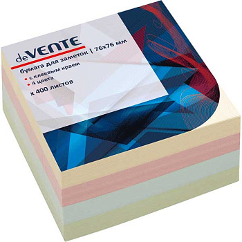 Кл.бумага д/заметок 75*75мм deVENTE 400л. 4цв. 2010341