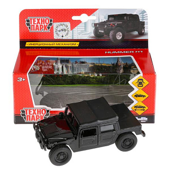 Машина Технопарк металл. Hummer H1 Пикап черный (12см) откр.дв. в/к SB-18-09-H1-