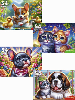 Пазлы (54эл) Котята с щенками П54-8712