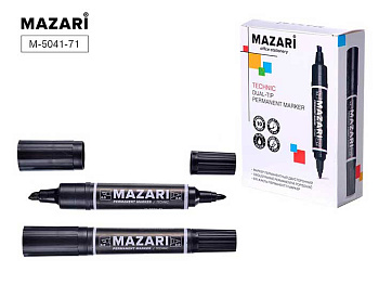 Маркер перм. MAZARI Technic M-5041-71чёрный ,двухстор.,пулевид./клиновид. 2мм/6м M-5041-71