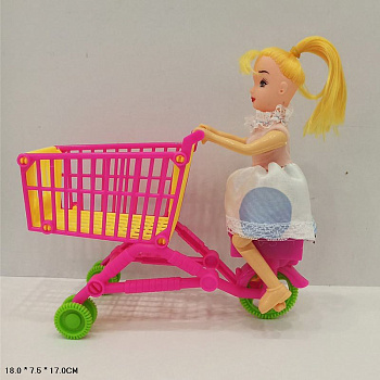 Кукла с тележкой 857-67 (ездит) в пакете