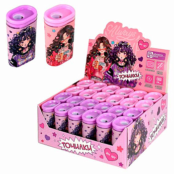 Точилка с контейнером 1отв. ФЕНИКС "Модницы" 69094 полистирол,розовый,2,8*1,9*4,