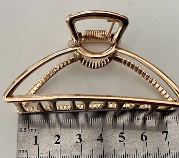 Заколка-краб д/волос PREMIUM Сантьяго (7,5см)  цв.серебро,золото 687-329