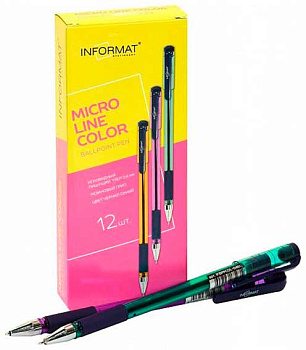 Ручка масл. шар. Inформат "Micro line color" IFBPPCOL-04BL синяя,игольч.,0,4мм,.