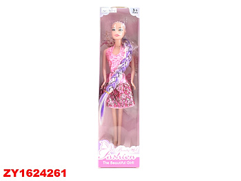 Кукла 817-1 с длин.цветн. волосами в/к