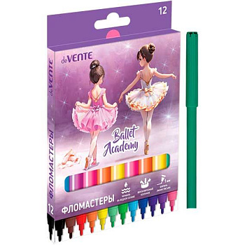 Фломастеры 12цв. deVENTE "Ballet Academy" 5081534 вент.колп.,к/к/подвес