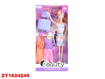 Кукла 813 с одеждой и чемоданом в/к