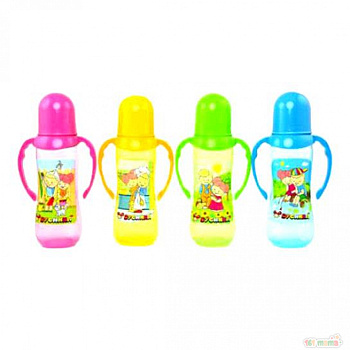 Бусинка Бутылочка (250мл) с ручками и талией цветная 1916