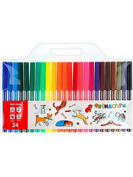 Фломастеры 24цв. Проф-Пресс "Весёлые собачки" ФВ-2564 вент.колп.,пластик.блист.