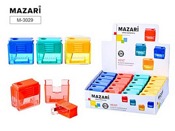 Точилка с контейнером 1отв. MAZARI "Vent" M-3029 пластик,асс.