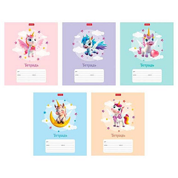Тетрадь 12л. (кос.лин.) ХАТ "Крылатые единорожки" скругл.углы,асс.
