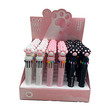 Ручка авт. шар.10-ти цв. КОКОС Morn Shine "Лапка" 241679 тон.корп.,0,7мм,асс.