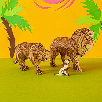 Конструктор дер. Львиная семья (30х25х4см,204дет) с наб.карандашей 30144