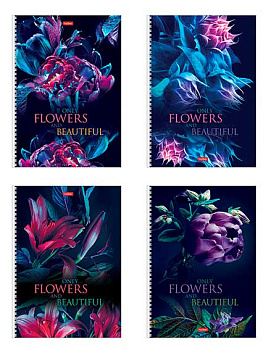 Тетрадь 96л. (клетка) А4 ХАТ спираль "Beautiful flowers" перфор.на отрыв,асс.