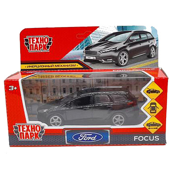 Машина Технопарк металл. Ford Focus Turnier черный (12см) дв,баг,в/к FOCUSSW-12-