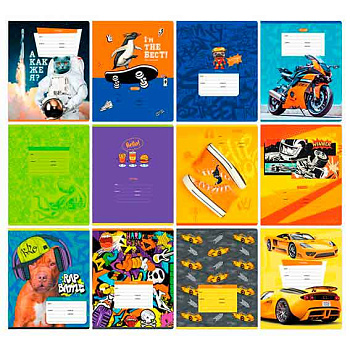 Тетрадь 18л. (линейка) BG "MIX-12 Мальчики" 11725 эконом,асс.