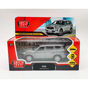 Машина Технопарк металл. Infiniti QX80 серый (12,5см) дв,баг,в/к QX80-12-GY