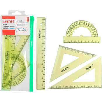 Набор геом. 4пред. deVENTE (линейка 15см,2 угольника,транспортир) 5092001 салато