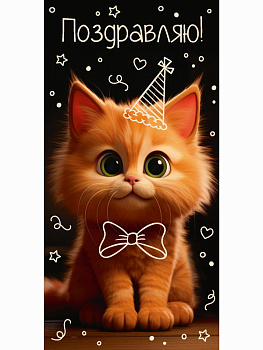 Конверт д/денег Поздравляю! (рыжий котик) ЛХ-0186