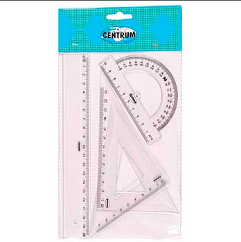 Набор геом. CENTRUM (4предм.) 80946 (линейка 20см,трансп.,2угол.)