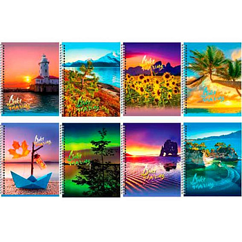 Тетрадь 80л. (линейка) BG спираль "Удивительный пейзаж" 9594 двойная обл.,выб.ла