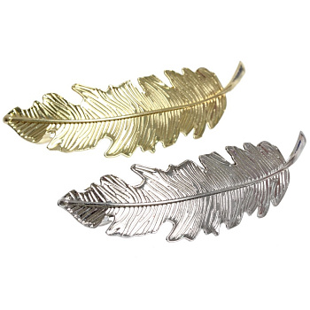 Заколка-автомат для волос "AKS - DesignPRO", перо, цвет золото и хром, 8,7*2,5см 644-080