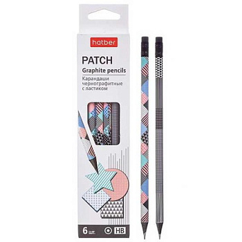 Карандаш ч/гр. с ласт. ХАТ "Patch" 079541 НВ,кругл.корп.,чёрн.дерево,заточ.,асс.,к/к